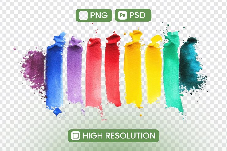 PSD los trazos coloridos de acuarela crean elementos de diseño vibrantes con toque artístico