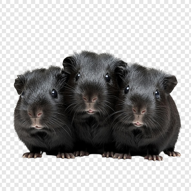PSD tre adorabili porcellini d'india neri