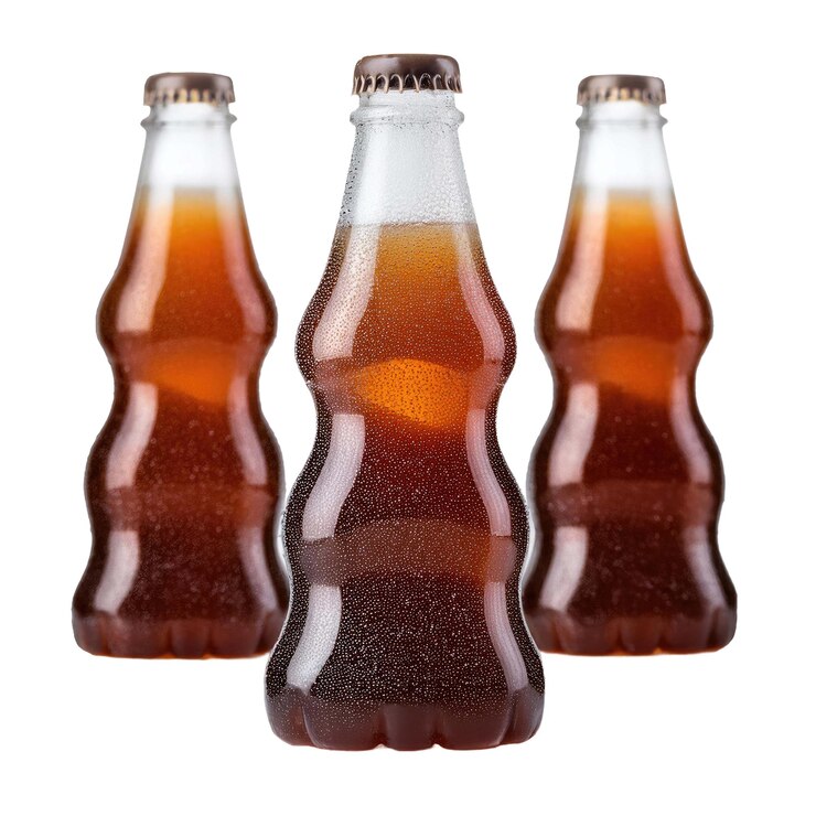 PSD tre bottiglie di vetro di soda.