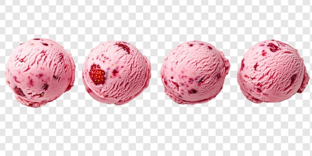 Tre ciotole di gelato alla fragola con menta fresca