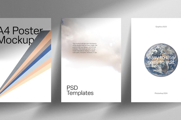 Tre di White Poster Mockup Template Design PSD