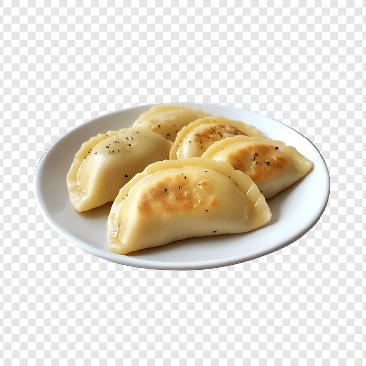 PSD tre gnocchi marroni dorati su un piatto bianco foto di cibo appetitoso per menu e siti web culinari