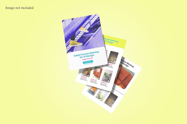 Tre mockup di schermi mobili per tablet per mostrare ai clienti il design dell'interfaccia utente