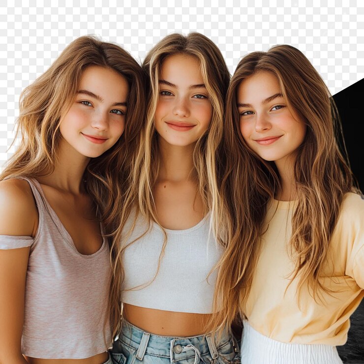 PSD tre ragazze che posano per una foto con lo sfondo