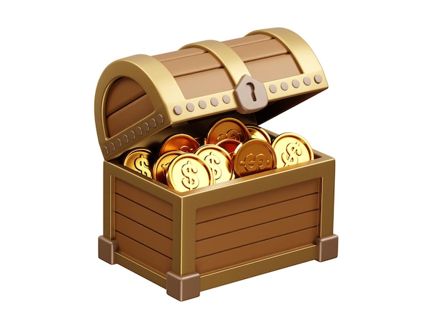 Treasure chest icon 3d illustration rendering