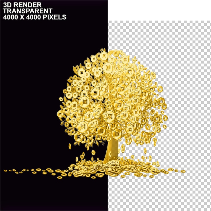 PSD treasure chest love valentine day gold medal gold bars dollar coins leaf logo gold numbers