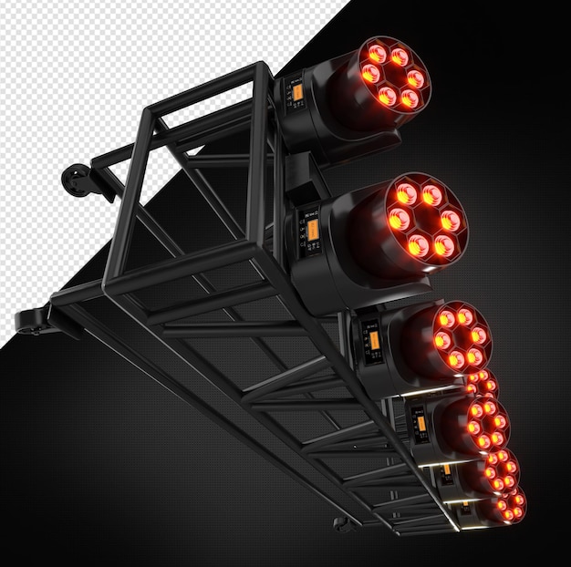 treillis métallique avec des canons lumineux à LED rougeâtre