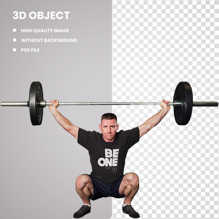 PSD treinamento com pesos 3d barbell treinamento de força crossfit squat amp barbell amp físico fitness amp braço