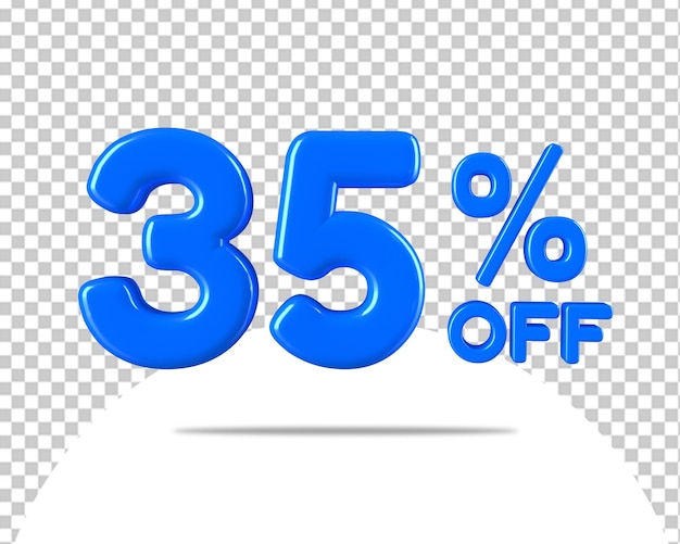 Treinta y cinco porcentaje 35 descuento de venta 3d icono azul