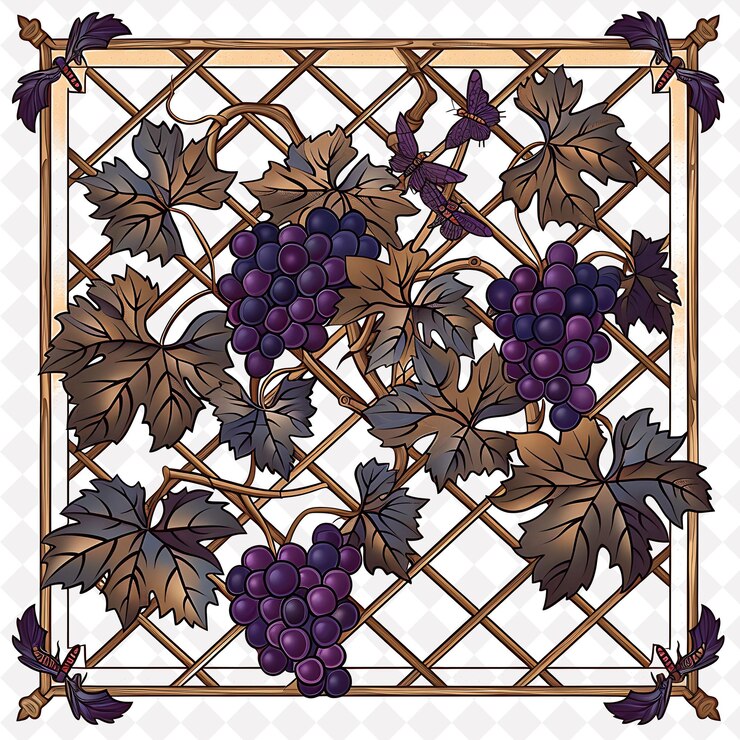 PSD trellis mediterráneo hecho de teca que muestra uvas y diseño decorativo natural