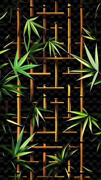 PSD trellises de bambú de inspiración japonesa arte de píxeles con línea limpia textura creativa diseños de artículos de neón y2k