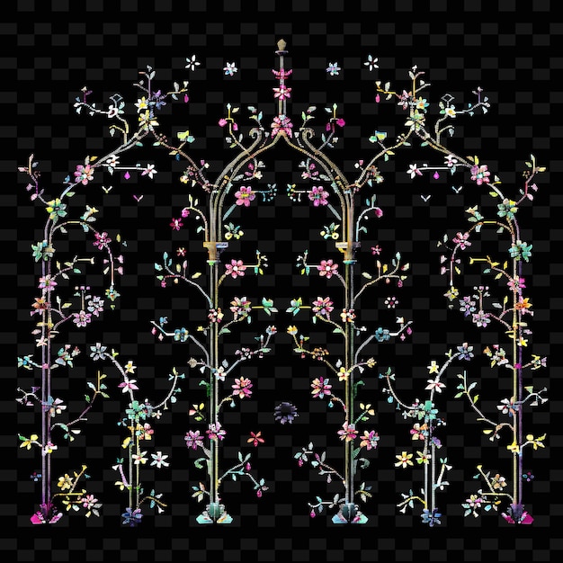 PSD trellises inspirados em contos de fadas caprichosos arte de pixel com textura criativa flowin designs de itens de néon y2k