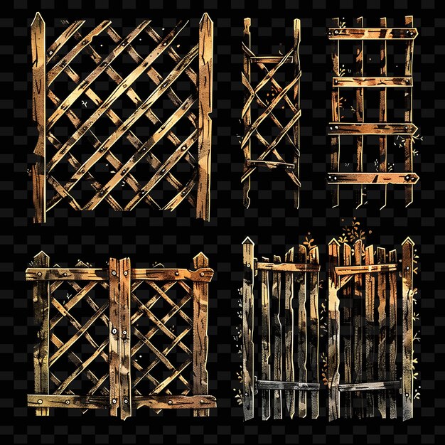 PSD trellises de madera rústica arte de píxeles con un acabado angustiado i textura creativa diseños de artículos de neón y2k