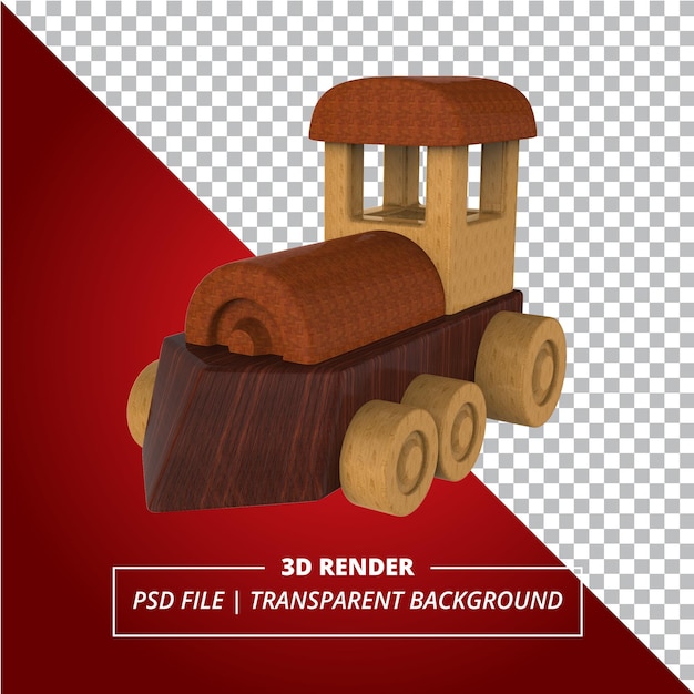 PSD trem brinquedos de madeira render 3d