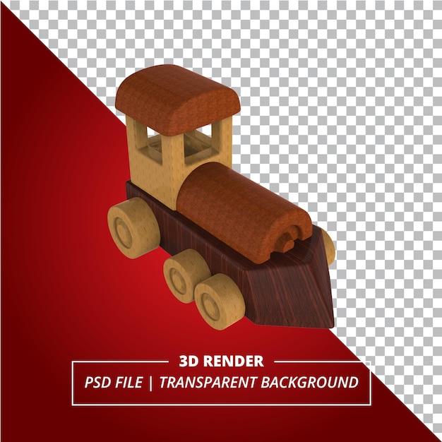 Trem brinquedos de madeira render 3d