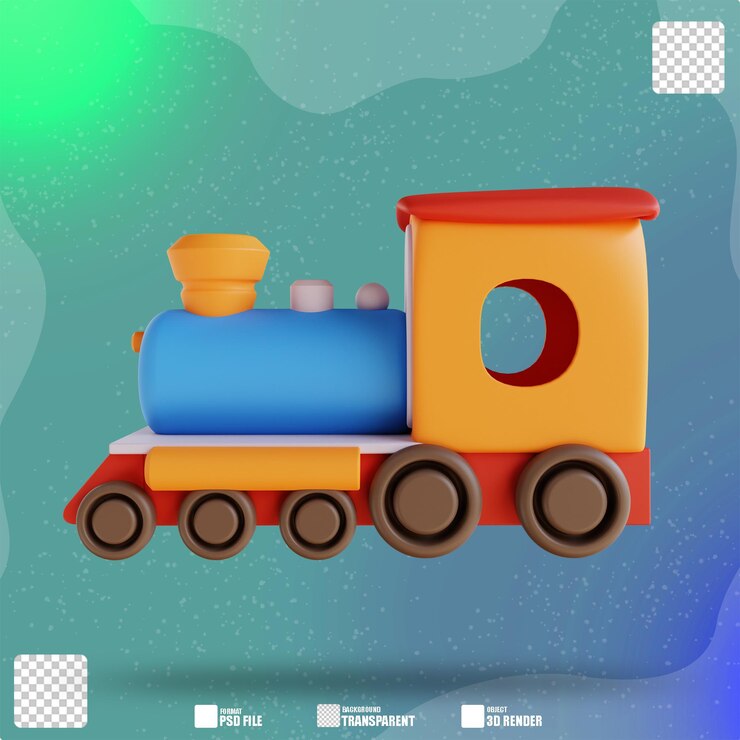 PSD trem de brinquedo de ilustração 3d