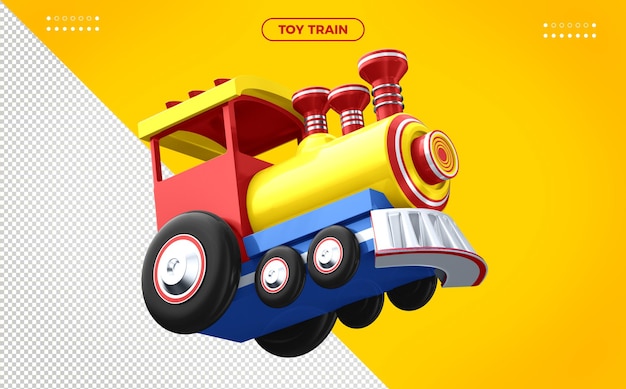 PSD trem voador de brinquedo amarelo e vermelho para composição
