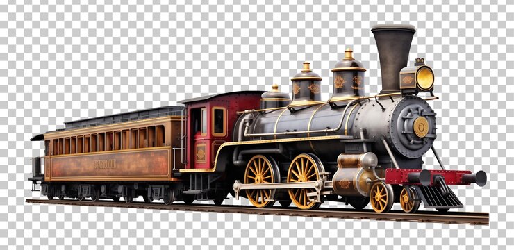 PSD un tren antiguo aislado en un fondo transparente