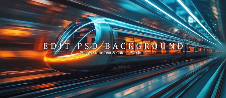 PSD el tren futurista atraviesa la ciudad a toda velocidad