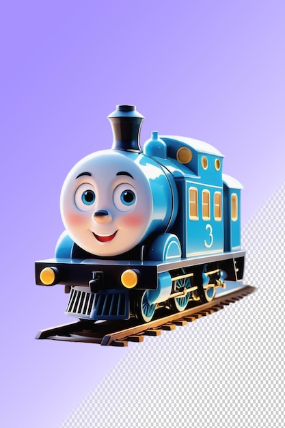 PSD un tren de juguete azul con el número 3 en el frente
