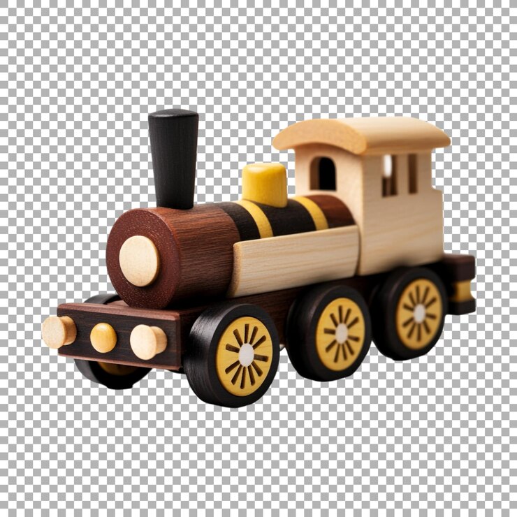 PSD tren de juguete de madera de png en un fondo transparente generado por ai