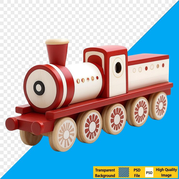 PSD tren de juguete de madera roja