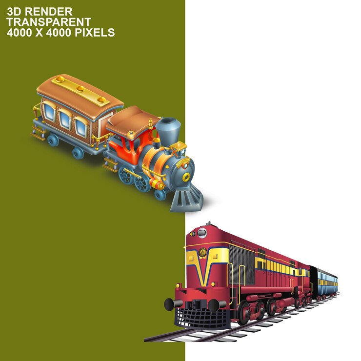 PSD un tren modelo con un modelo del tren modelo en el frente