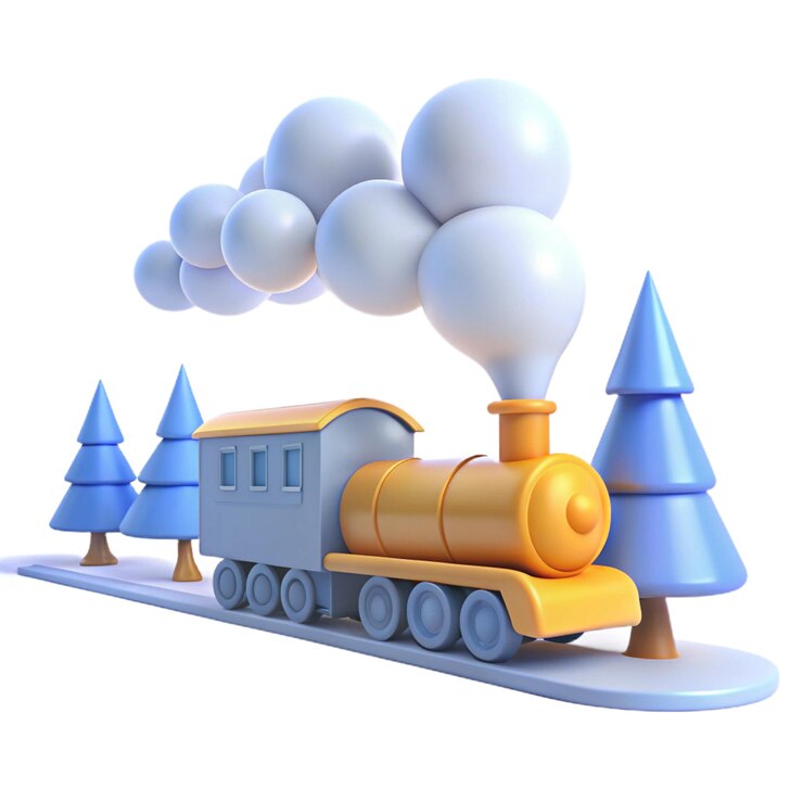 PSD un tren modelo con un tren azul en el frente y el número 3 en el frente