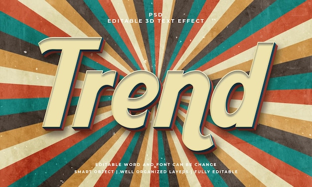 Trend Vintage psd 3d bearbeitbarer Texteffekt mit Hintergrund