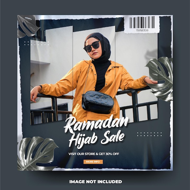 Trendige dunkle mode hijab ramadan social-media-post-feed