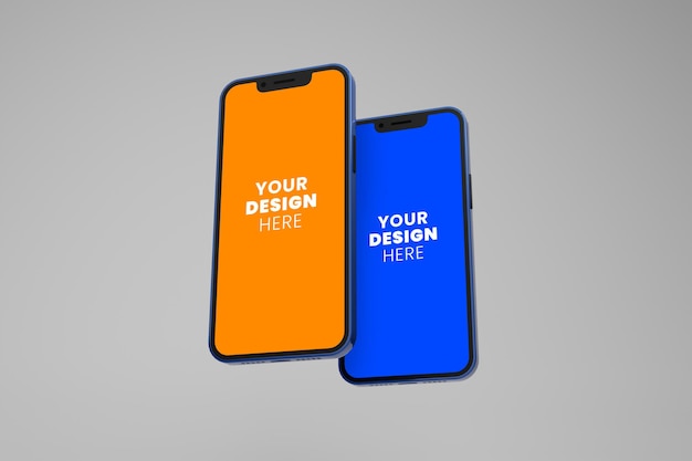 trendiges Mockup mit doppeltem Telefonbildschirm