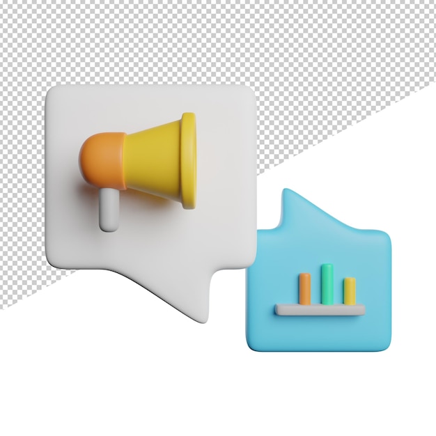 Trending Topics Insight Um megafone amarelo com uma caixa azul