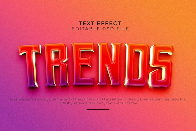 Trends 3d bearbeitbarer texteffekt