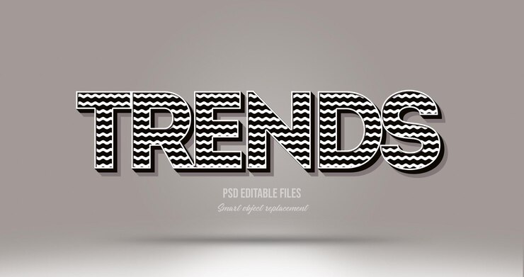 PSD trendy 3d text style effect mockup template
