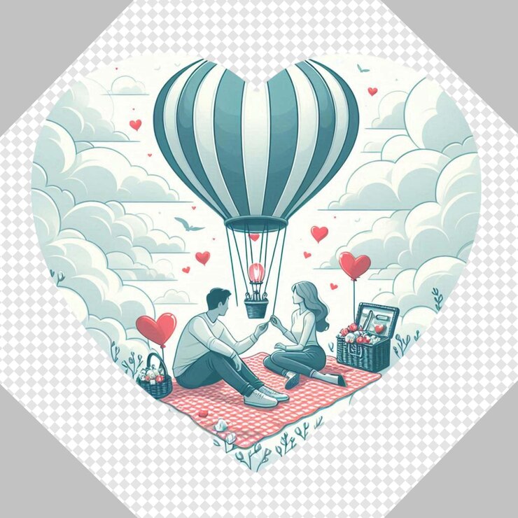PSD trendy valentine couple in love transparent png illustration clipart