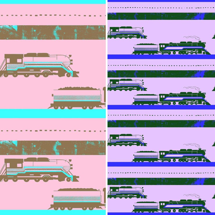 PSD trenes de invierno nostálgicos con siluetas de vapor y diseños vectoriales de ilustraciones d vintage