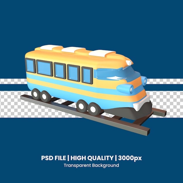 Treno icona 3D reso isolato sullo sfondo trasparente