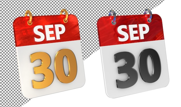 PSD trente-deuxième 30 septembre date icône 3d isolée amplificateur doré glossy rendering 3d