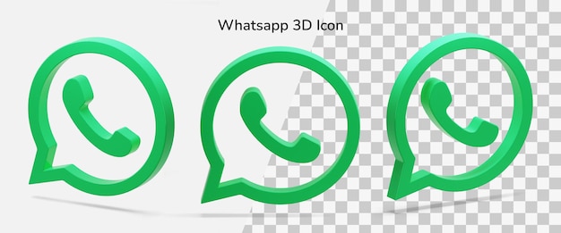 Tres activos de icono 3d de logotipo de whatsapp flotante aislado