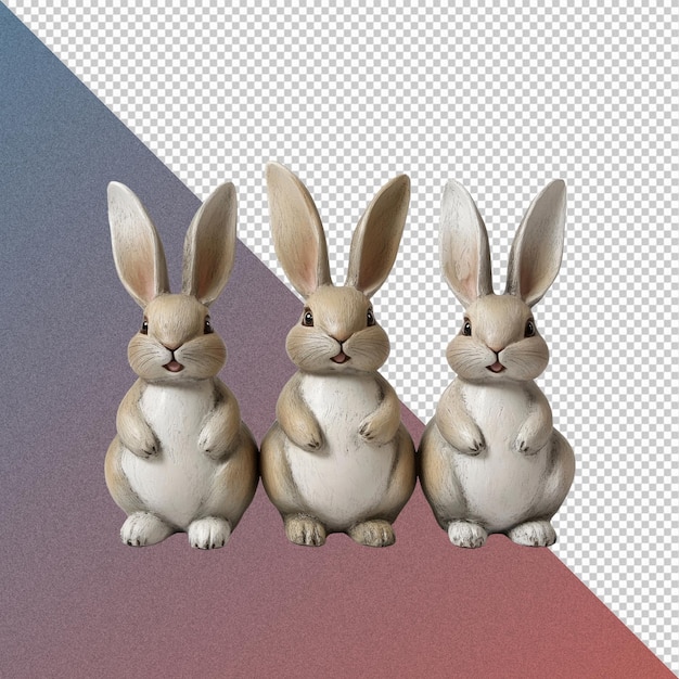 Tres adorables conejitos de Pascua en fila