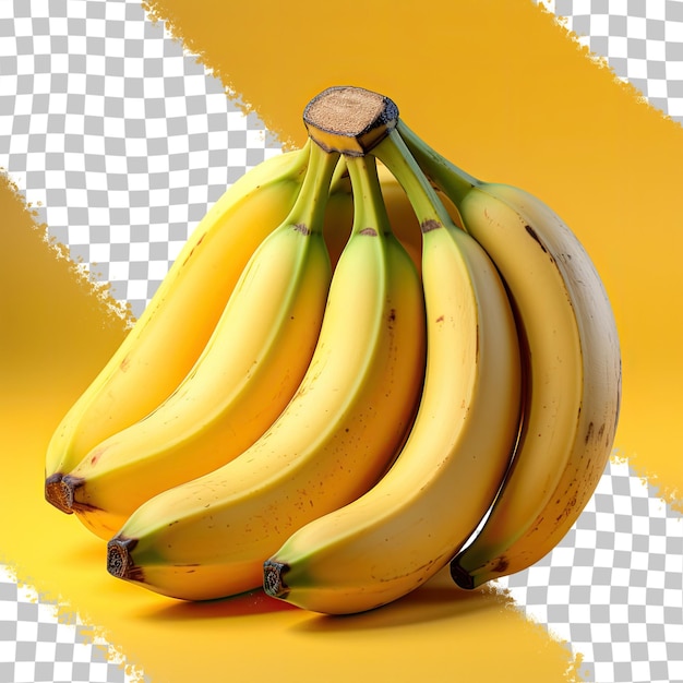 Três bananas sozinhas em um fundo transparente