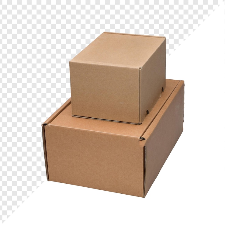 PSD tres cajas están apiladas una encima de la otra una es marrón