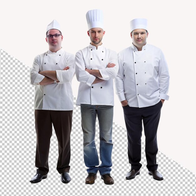 PSD três chefs em fundo transparente