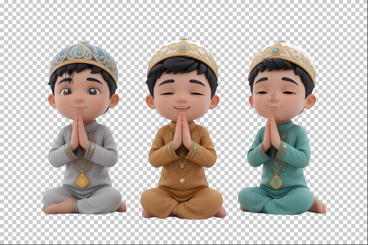 Tres chicos musulmanes lindos que rezan