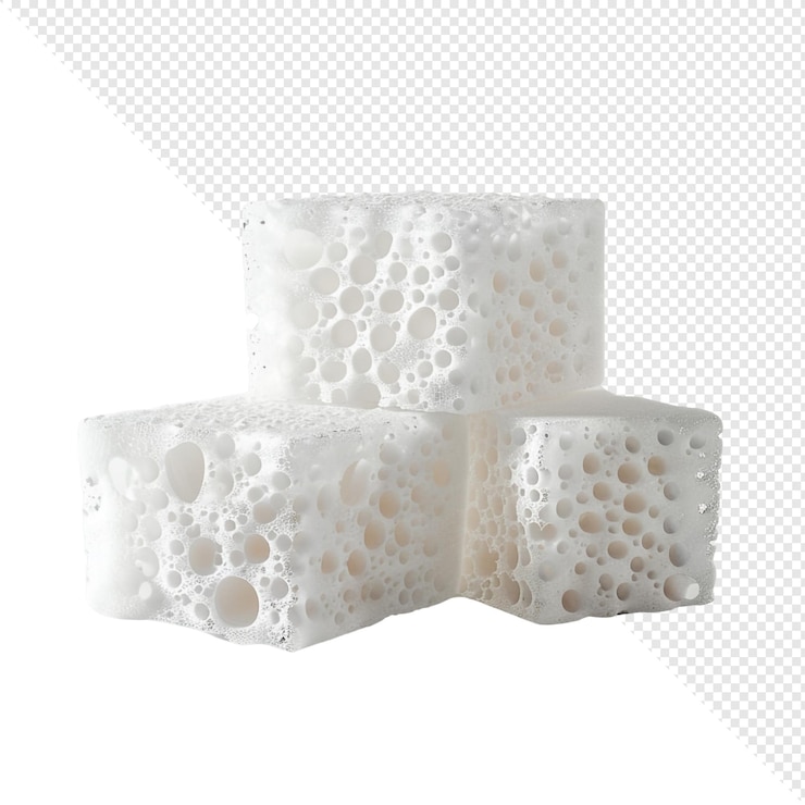 PSD tres cubos de espuma blanca