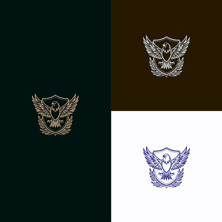 PSD tres emblemas diferentes sobre un fondo negro