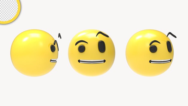 Tres emoticonos amarillos con uno que dice 