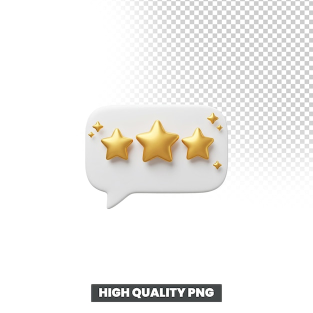 Tres estrellas de oro en una burbuja de habla