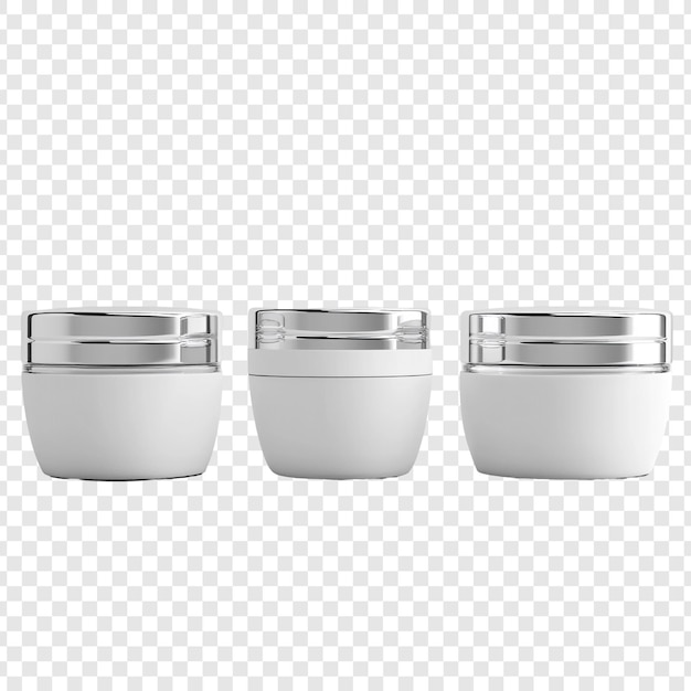 Tres frascos blancos para cosméticos