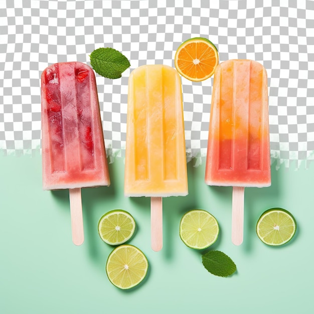PSD tres helados con diferentes sabores en un transparente